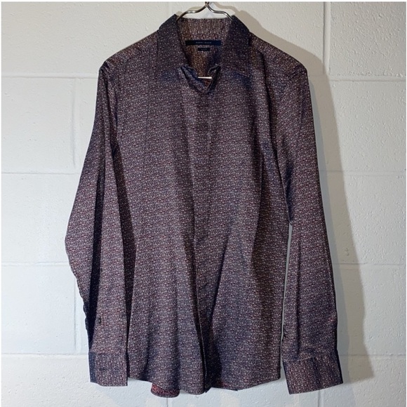 NWOT Perry Ellis Burgundy Floral Button Down Men’s Shirts size M - Picture 1 of 9